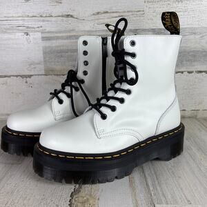 Dr. Martens womens 7 white leather Jadon platform ankle boot shoe lace new